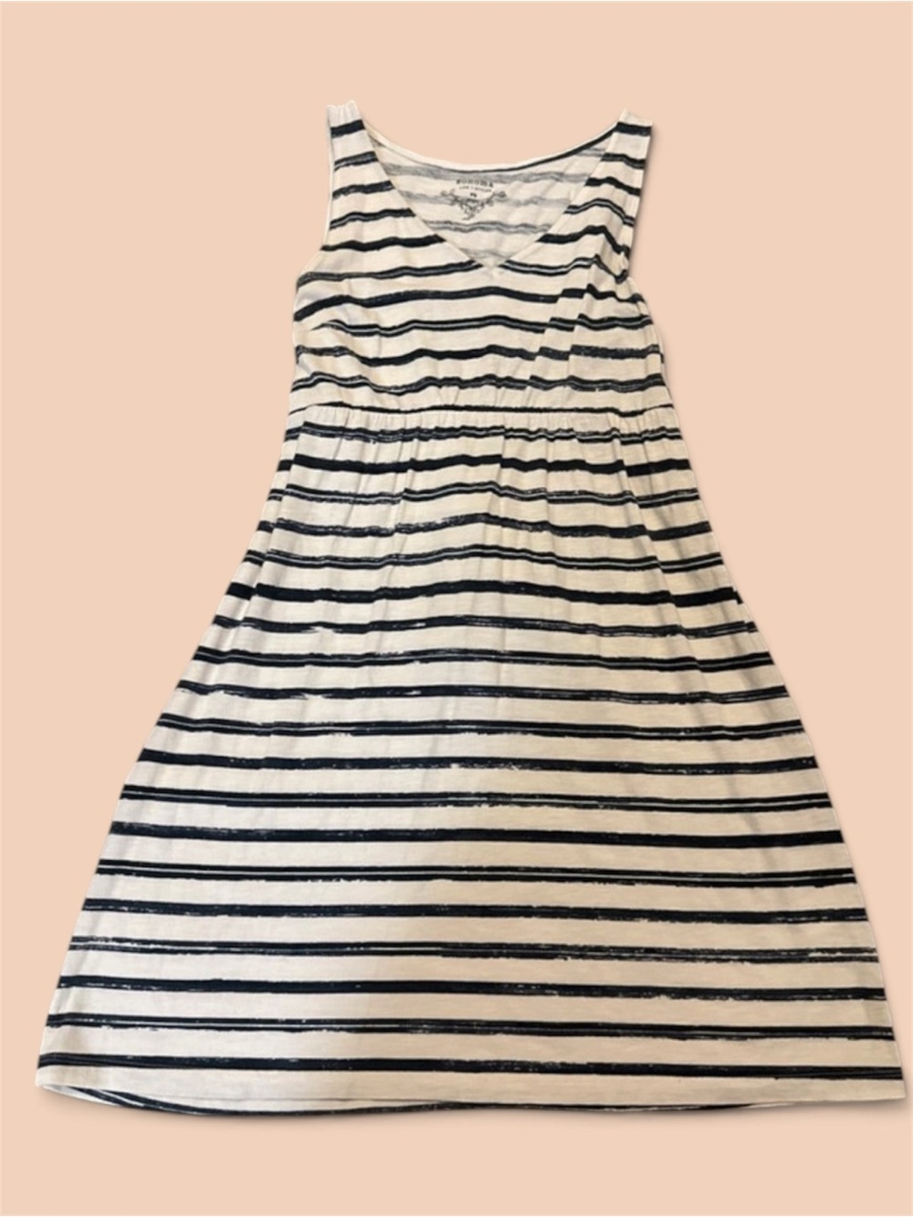 Sonoma Black & White Striped Sleeveless Midi Dress